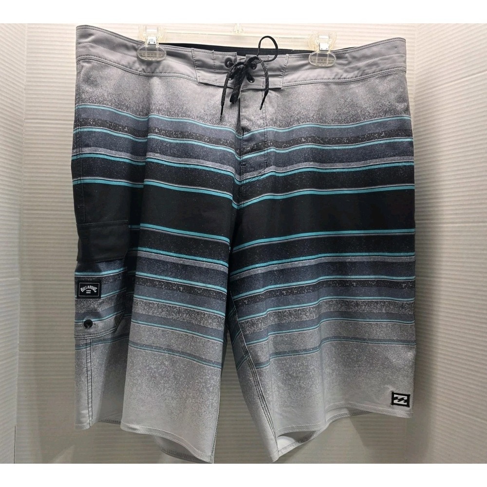 BILLABONG swim board shorts trunks Mens‎ 38 All Day Stripe gray black turquoise